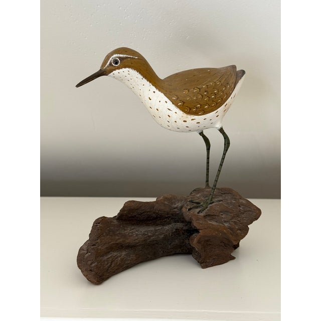 Vintage Hand Carved Sandpiper Shorebird Gus Mirando Nantucket Artist For Sale - Image 11 of 14