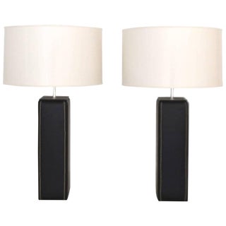 Leather Table Lamps - a Pair For Sale