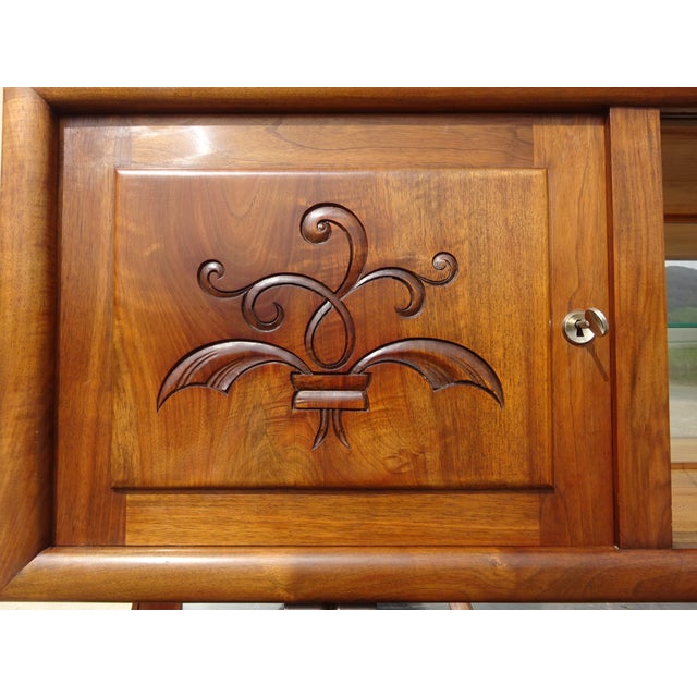 Large Mid-Century Modernn Walnut and Black Marble Cupboard For Sale - Image 4 of 18