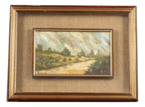 Roberto Beccari, Landscape Avenue, Canvas Painting, Framed