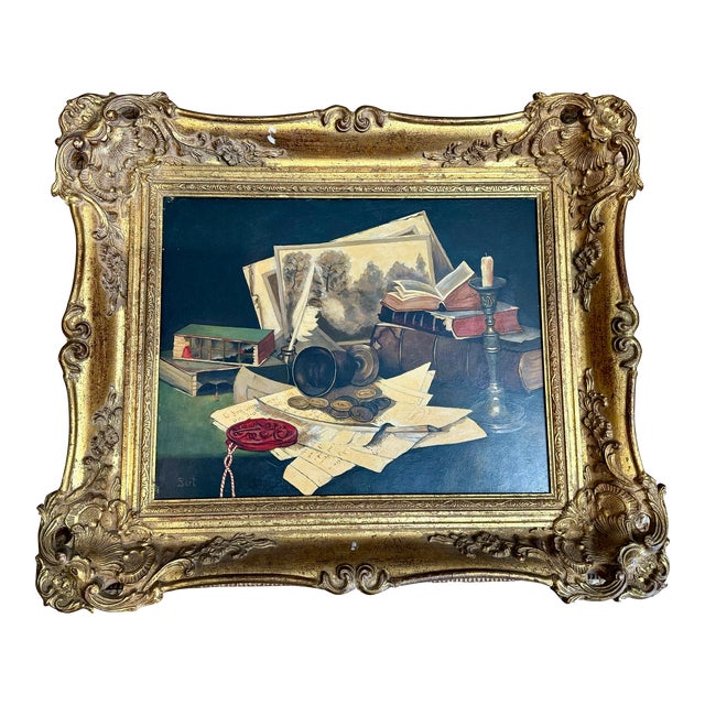 Framed Still Life Oil Painting by Bert For Sale