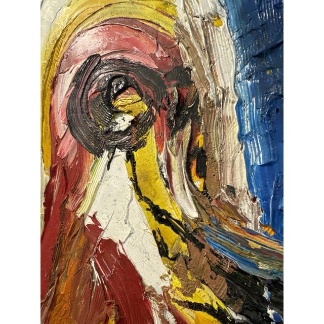 His technique is similar to that of Karel APPEL, the very thick material is placed as if bruised on the canvas and its...