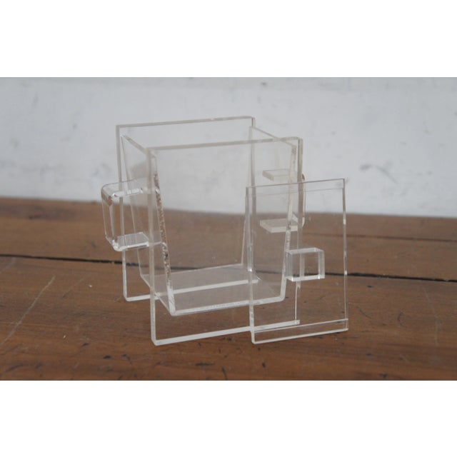 Mid Century Clear Lucite Centerpiece Serving Bowl, Creamer Sugar & Butter Dish Set- 4 Pieces For Sale - Image 9 of 12