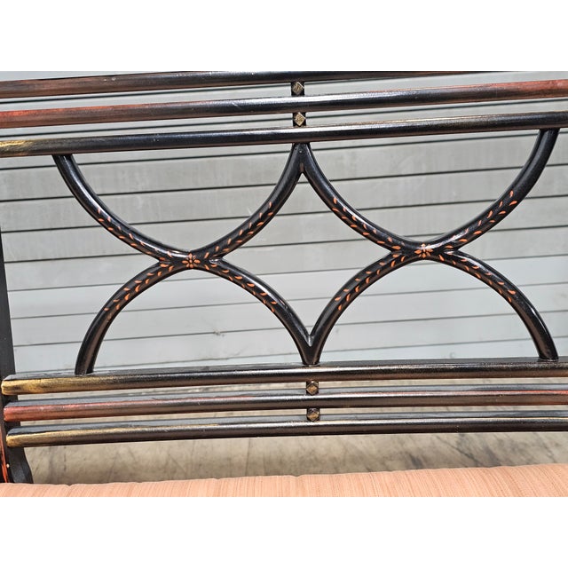 Late 20th Century Baker Historic Charleston Bench Settee Black Finish Gold Accents For Sale - Image 11 of 15
