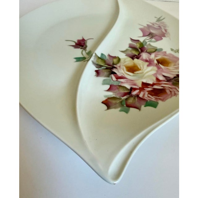 Ceramic Vintage Hutschenreuther Maxim’s De Paris Leaf Form Floral Porcelain Platter For Sale - Image 7 of 12
