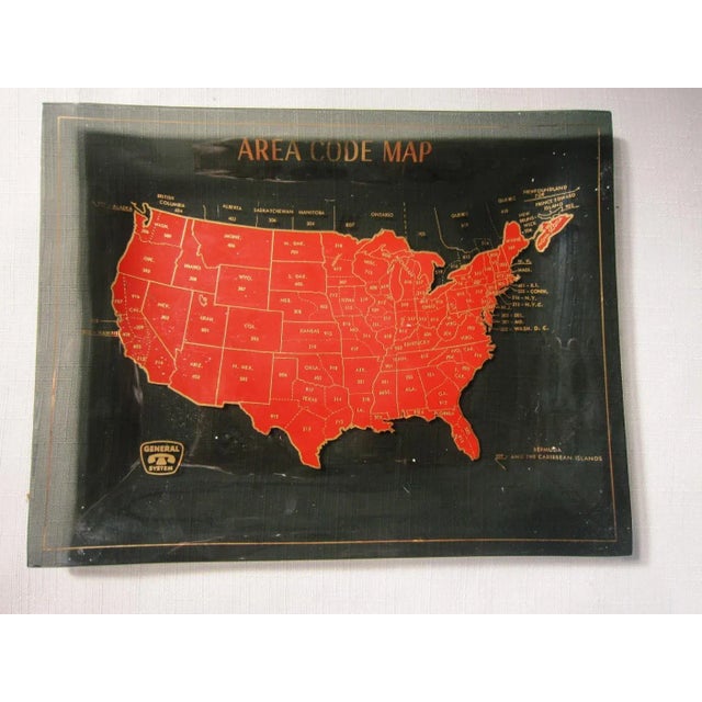 Fabulous MidC glass "advertising" tray from General Phone System. It has all of the original phone area codes for the...