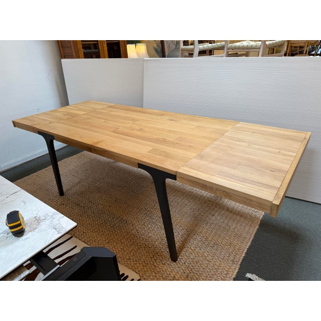 Crate & Barrel Crate & Barrel Lakin Extension Dining Table, White Oak For Sale - Image 4 of 12