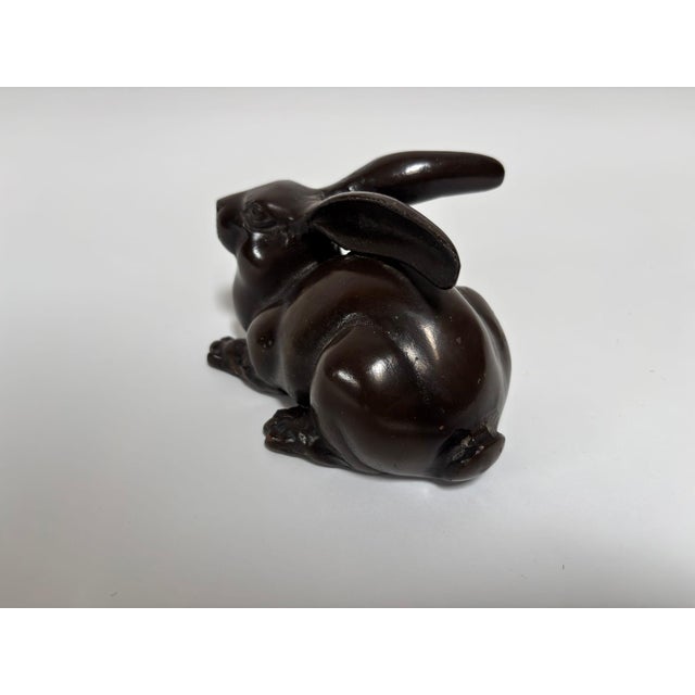 Metal Japanese Hand Cast Bronze Rabbit Hare For Sale - Image 7 of 9