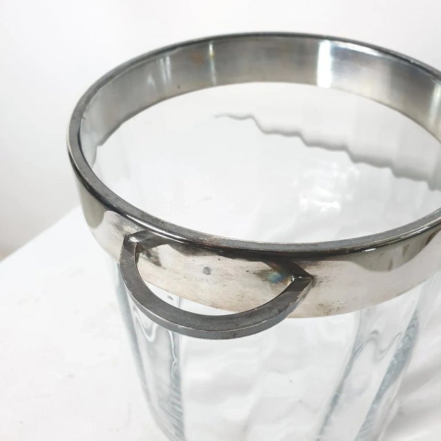 Silver Vintage Glass Champagne Cooler, Italy, 1970s For Sale - Image 8 of 9