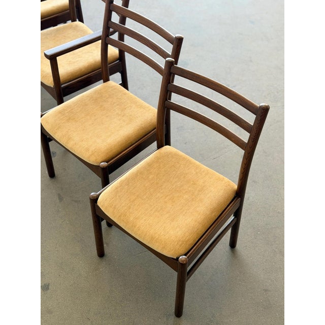 Yellow Minimal Mid Century Oak Dining Chairs - Set of 5 For Sale - Image 8 of 12