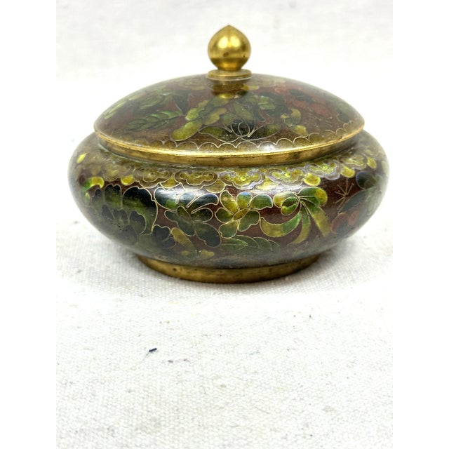 Oxblood Red Vintage Cloisonne Box With Lid For Sale - Image 8 of 8