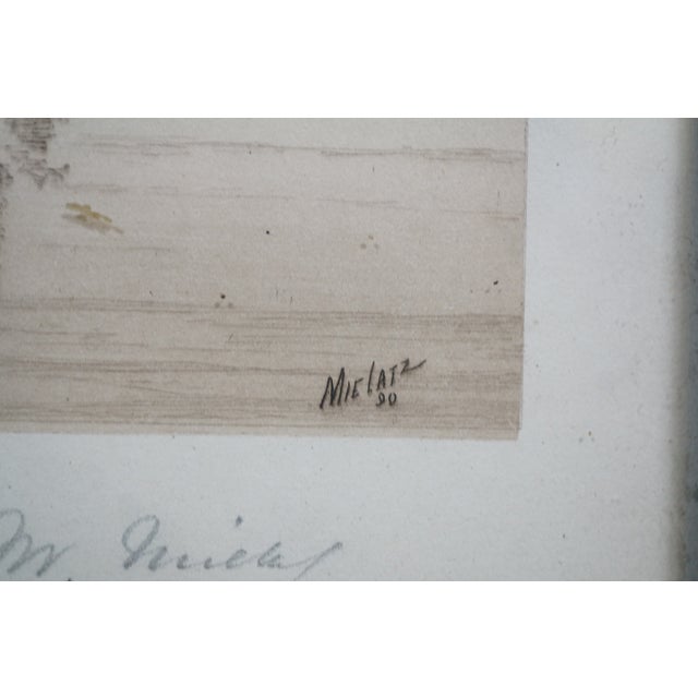 Printmaking Materials Antique Charles Mielatz Signed Rhode Island Fishing Boat Harbor Etching 27" For Sale - Image 7 of 15