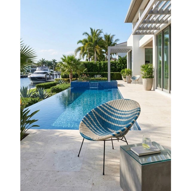Plastic 1960s Space Age Bali Pop Art Armchair in Woven Vinyl | Mid-Century Modern For Sale - Image 7 of 11