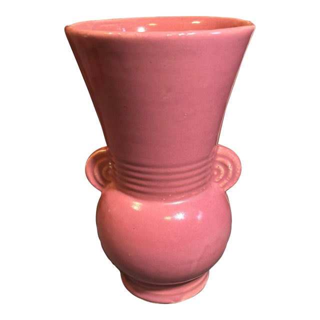 Mid 20th Century Vintage McCoy Pottery Pink Art Deco Vase | Chairish