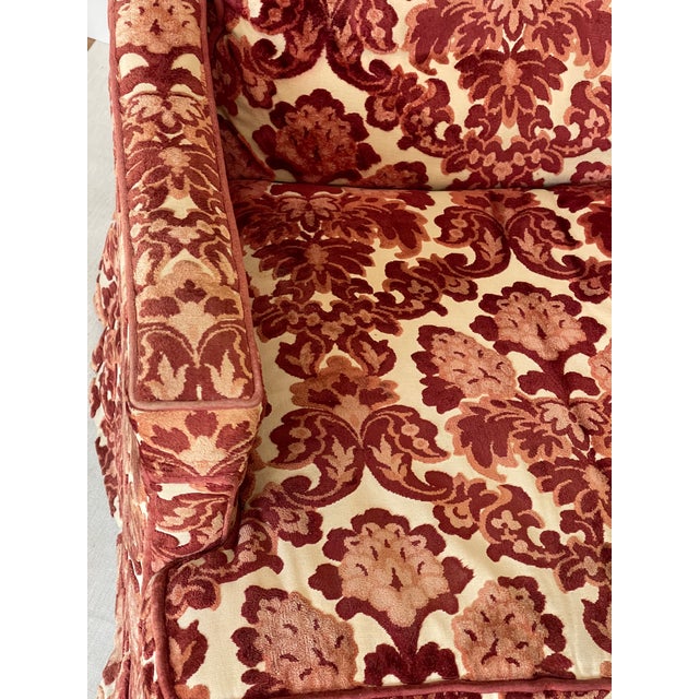 Mid-Century Modern 1950s Milo Baughman Burgundy Red Cut Velvet Armchair For Sale - Image 3 of 4