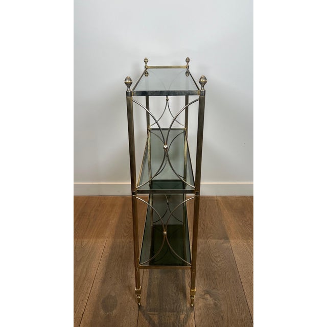 Maison Jansen 1940s Neoclassical silver metal shelves in the style of Maison Jansen For Sale - Image 4 of 12