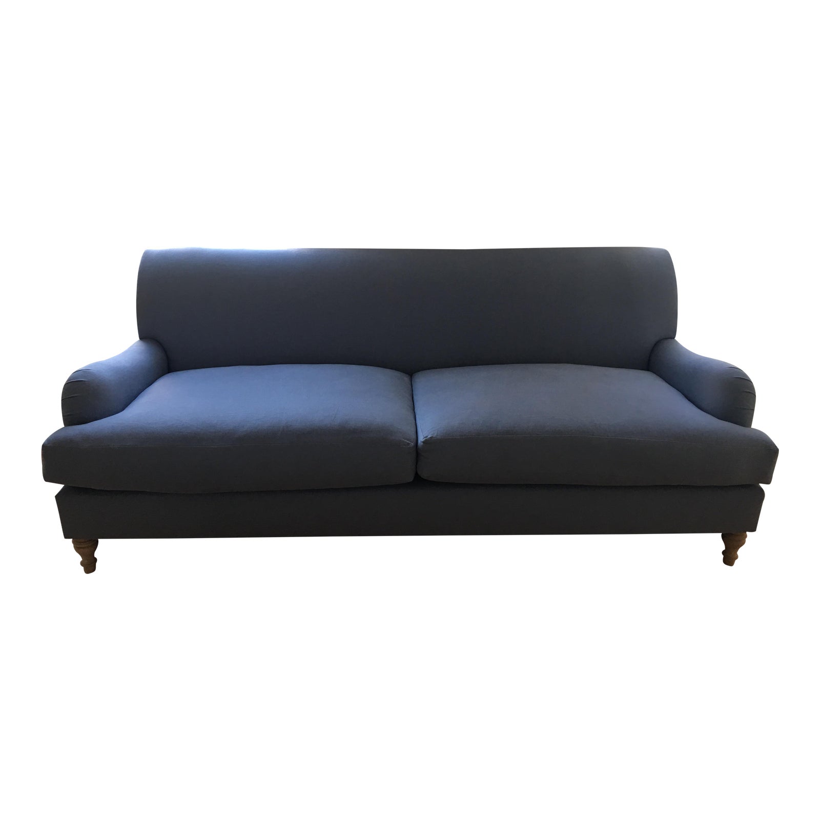 Modern Traditional English Roll Arm Sofa in Blue Chairish