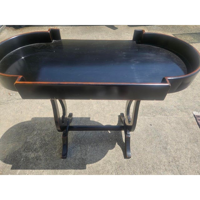French Country Theodore Alexander Black Lacquer Tray Table, Ateliers De La Madeleine Desk For Sale - Image 3 of 3