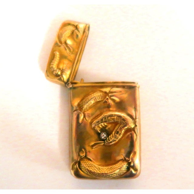 Antique Japanese Brass Match Safe (Vesta) With Repousse Dragon, Circa 1900 For Sale In Miami - Image 6 of 11