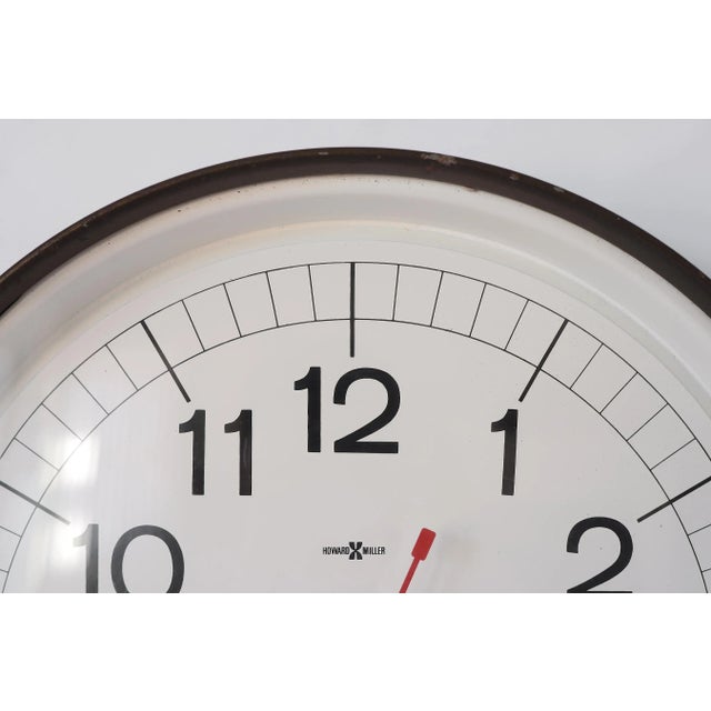 Mid-Century Modern 1950s Large Industrial Mid-Century Modern Howard Miller Metal School Clock For Sale - Image 3 of 13