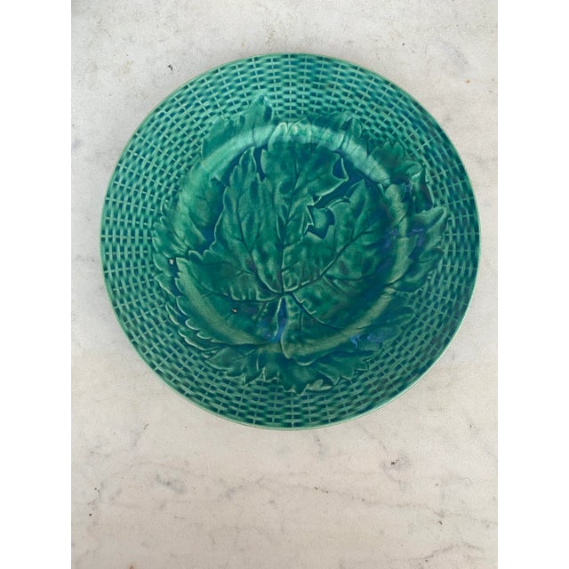 Green Majolica Leaves Plate, Circa 1890 For Sale - Image 4 of 4