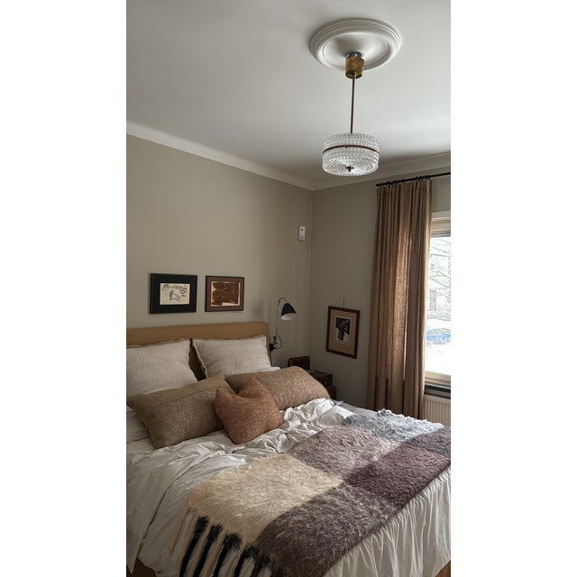 Rare Orrefors Mid-Century Glass Pendant with decorative Brass Outer Band. Design by Carl Fagerlund for Orrefors in the...