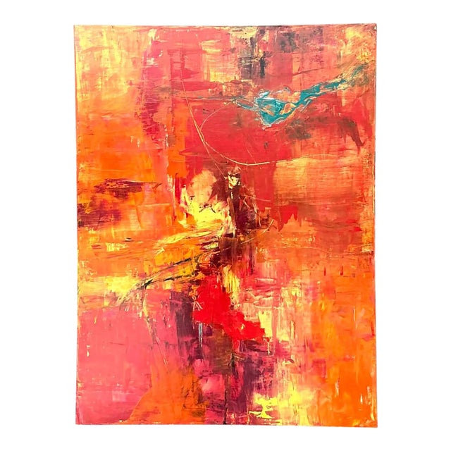 Vintage Abstract Expressionist Oil Painting on Canvas For Sale