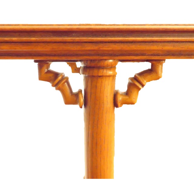 1970s Chinoiserie Faux Bamboo / Glass / Woven Cane Console Table For Sale - Image 4 of 4