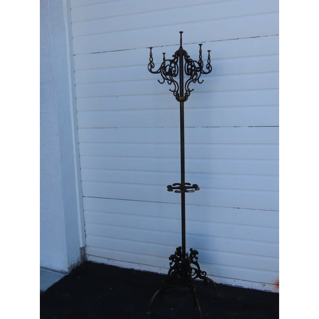 Metal Victorian Late 1800s Tall Coat Hat Rack Umbrella Stand 6629 For Sale - Image 7 of 18