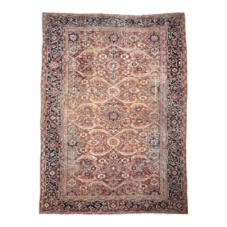 Antique Persian Mahal Geometric Jagged Flower Pattern Rug 9.7 x 13 For Sale