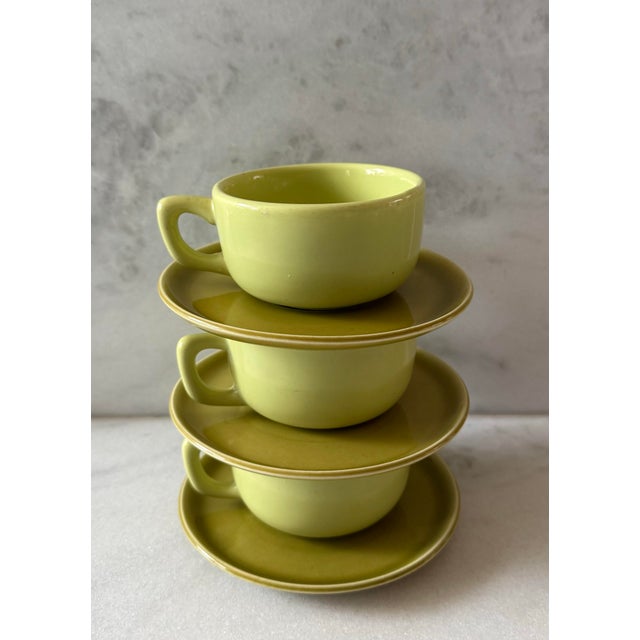 Mid-Century Modern Set of 3 Russel Wright Coffee Cups and Saucers For Sale - Image 3 of 11