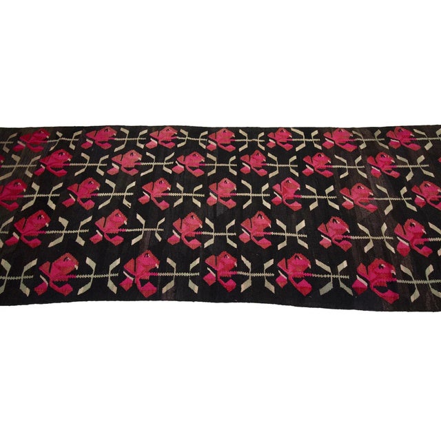 Vintage Pink & Black Kilim Runner For Sale - Image 4 of 7