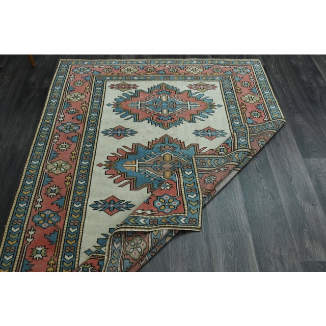 1970s Vintage Turkish Oushak Handmade Wool Cotton Pink Beige Area Rug For Sale In San Francisco - Image 6 of 11