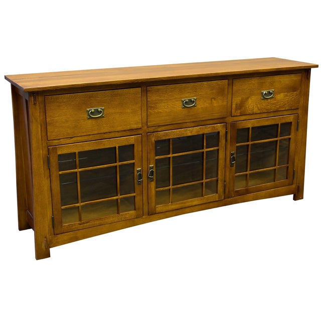 Craftsman Style Quarter Sawn Oak Sideboard - 72" - Walnut For Sale - Image 9 of 15