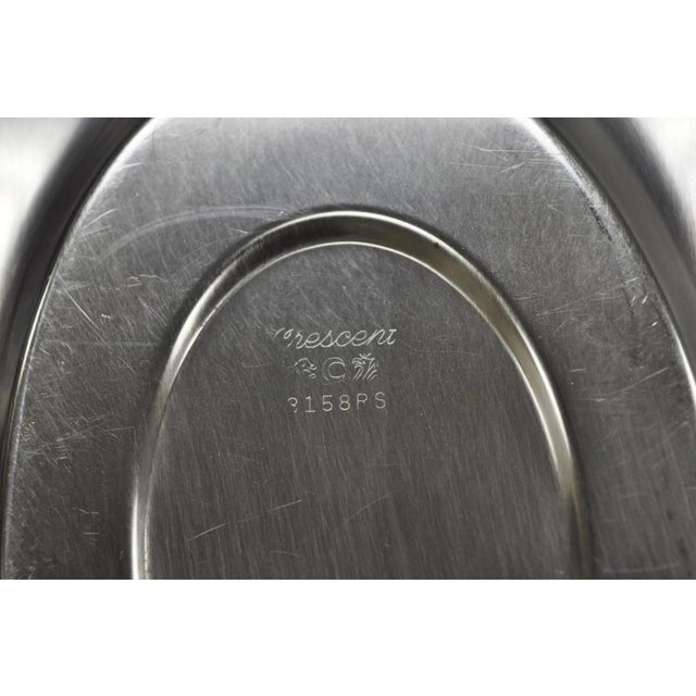 Vintage Crescent Victorian Silver Plated Gravy Sauce Boat on Attached Dish Plate For Sale - Image 9 of 12