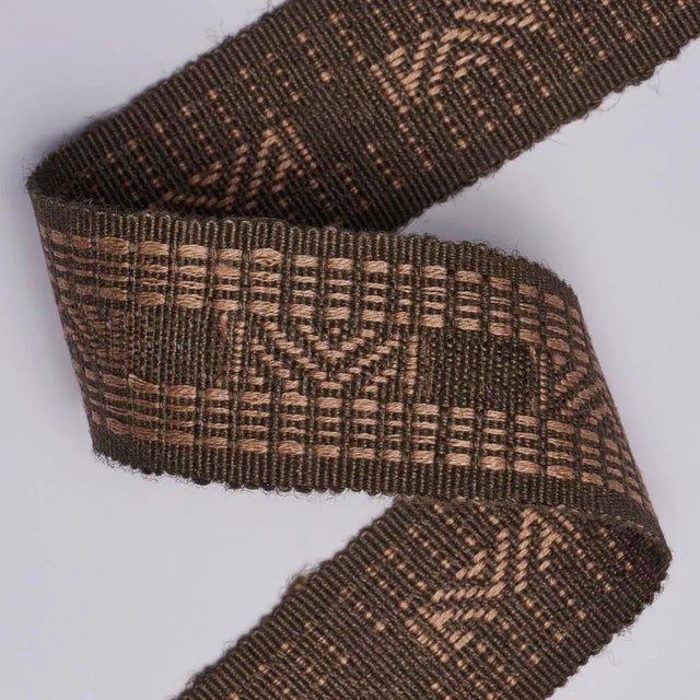 Contemporary SAMPLE - Schumacher Nael Linen Cotton Tape In Cedar Brown For Sale - Image 3 of 3