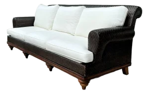 Vintage Woven Rattan Three Seat Sofa