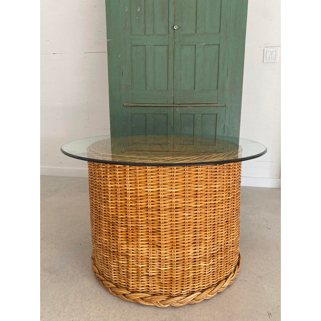 Bielecky Brothers-Style Braided Rattan Round Drum Table, 1980s (Hong Kong) For Sale - Image 9 of 18