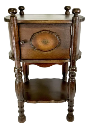 Early 1900s Antique Americana Boho Chic British Colonial Cushman Product Drinks Table Humidor