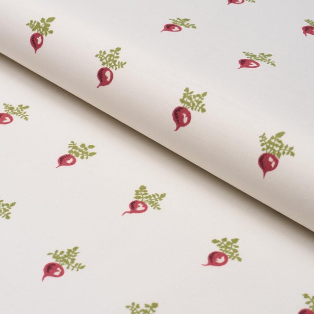 Schumacher SAMPLE - Schumacher My Little Radish Fabric In Red For Sale - Image 4 of 5