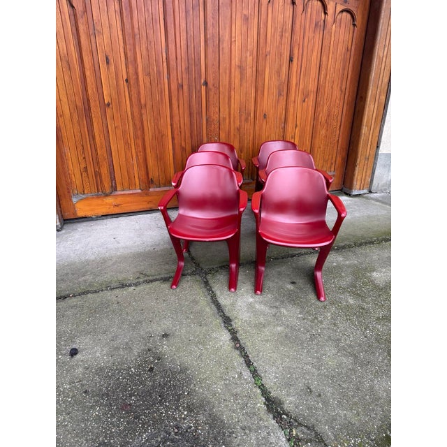 Vintage Dark Red Kangaroo Chairs by Ernst Moeckl, Germany, 1968, Set of 6 For Sale - Image 6 of 9