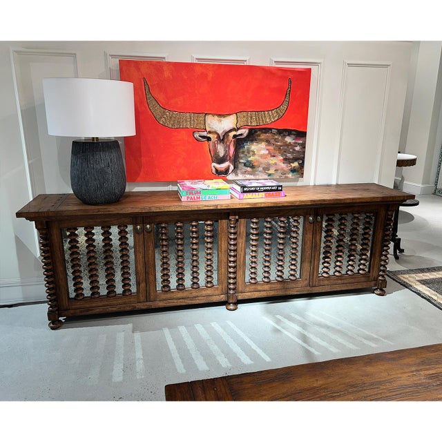2020s Bobbin-Turned Four-Door Entertainment Console For Sale - Image 5 of 14