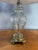 Vintage Pair Cut Crystal and Brass Table Lamps With Pleated Silk Shades For Sale - Image 4 of 18
