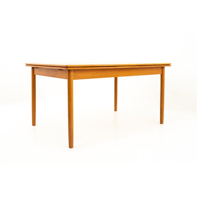 Mid Century Teak 10 Person Hidden Leaf Dining Table | Chairish