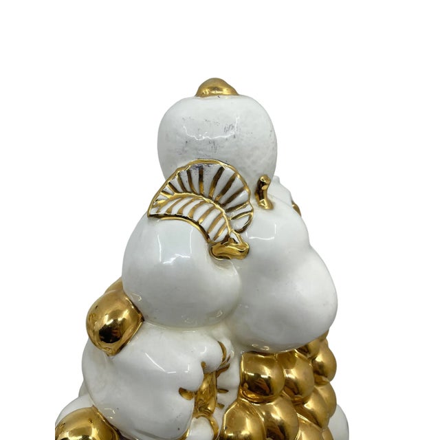 Vintage Trompe l'Oeil Porcelain and Gold Leaf Fruit Topiaries - a Pair For Sale - Image 9 of 13