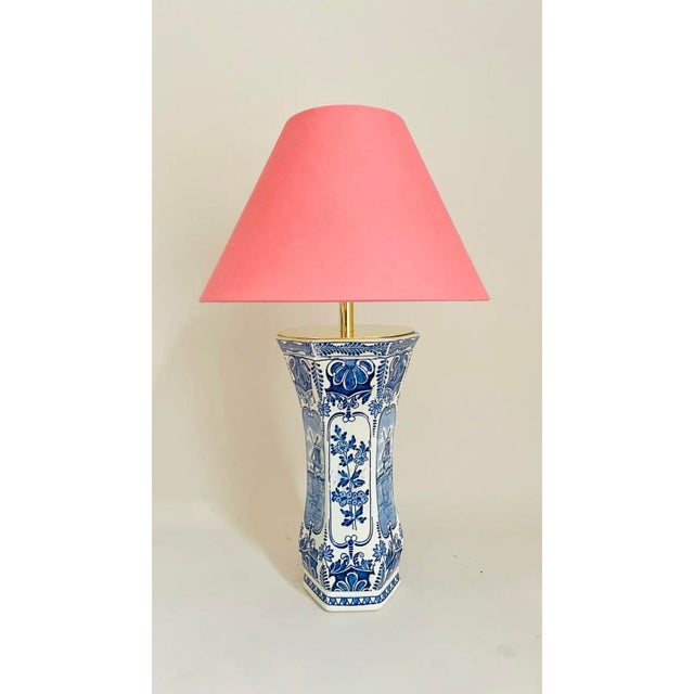 Metal Antique Delft Table Lamp For Sale - Image 7 of 7
