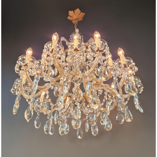1920s 1920s Art Nouveau Maria Theresa Crystal Chandelier Lustre Brass Glass Antique For Sale - Image 5 of 9
