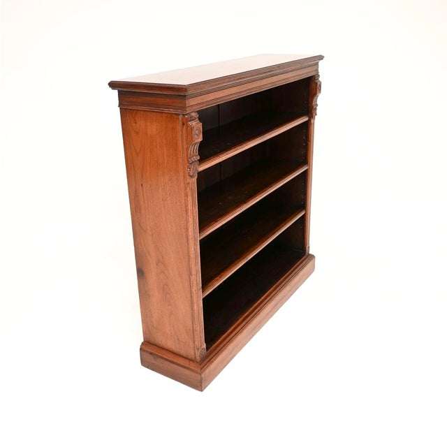 Antique Victorian Walnut Open Bookcase, 1870s For Sale - Image 3 of 11