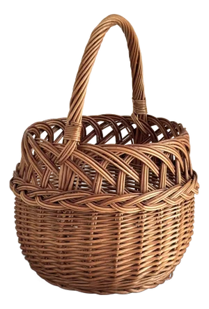 Mid-20th Century Round European-Style Basket With Openweave Border