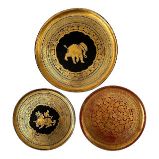 Decorative Wooden Plates - Collection of Three For Sale